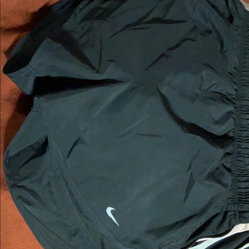 Nike Black Athletic Running Shorts with White Swoosh
